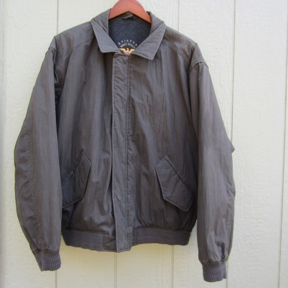 Mens XL‎ Aviator Bomber Jacket Brown Flight Style USA Made Wool Blend Lining - Picture 1 of 16